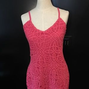 5/48 Saks Sleeveless Lace Pink Fitted Dress 2 New